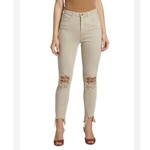 L’Agence Size 27 Skinny High Rise Biscuit Distressed Jeans
